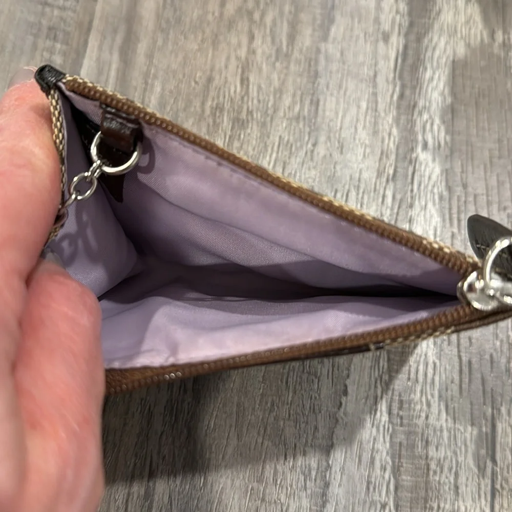 Coach Signature Logo Keychain Wallet in Brown_6